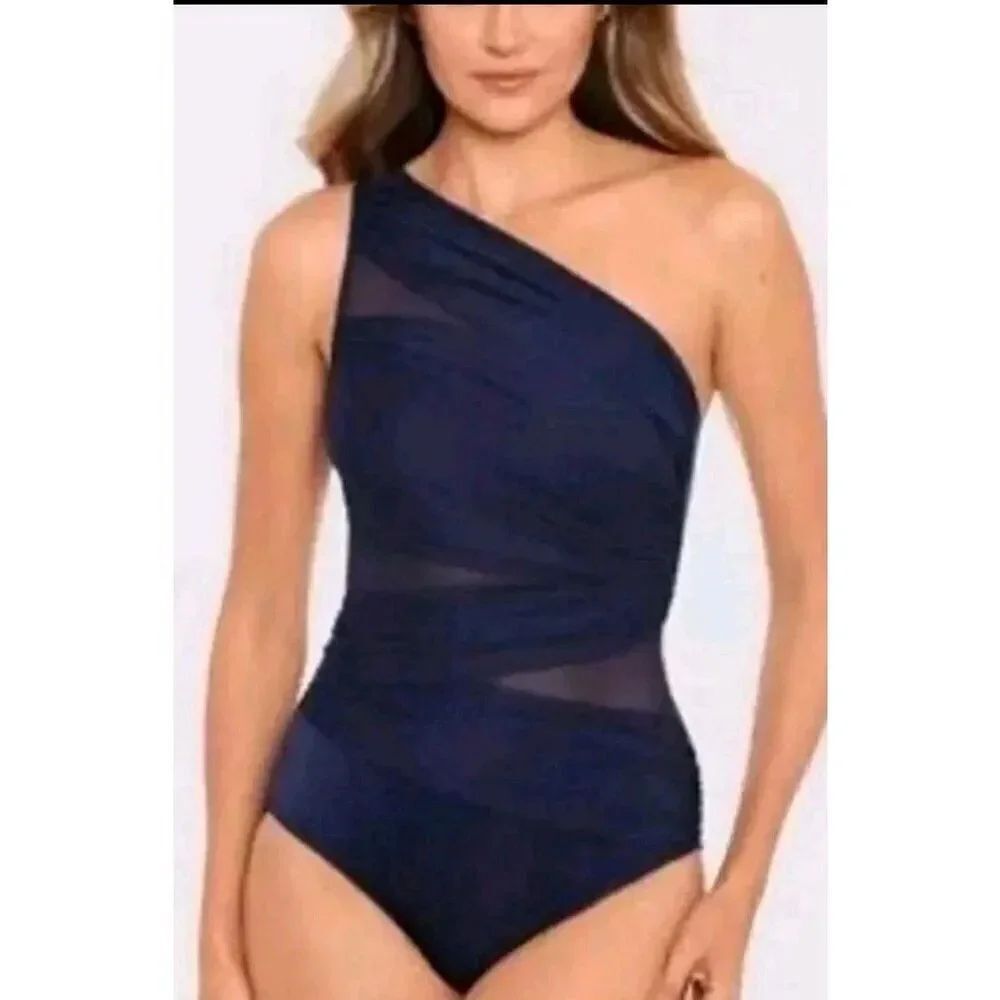 New Miraclesuit Jena One Shoulder Shaping Swimsuit Size 14 #6516615